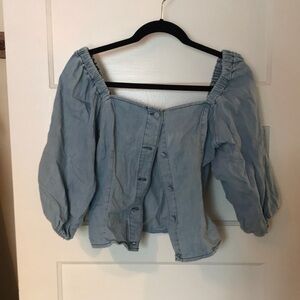 Women's Blue Off-Shoulder Top